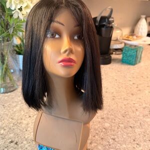 Vietnames Black Straight human hair Bob Wig - Sleek Women's Hairpiece 16 Inches